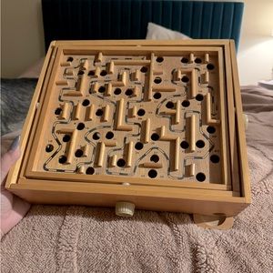 Vintage Labyrinth Wooden Puzzle Maze Game Wood Tilt Skill w. Marble Indonesia